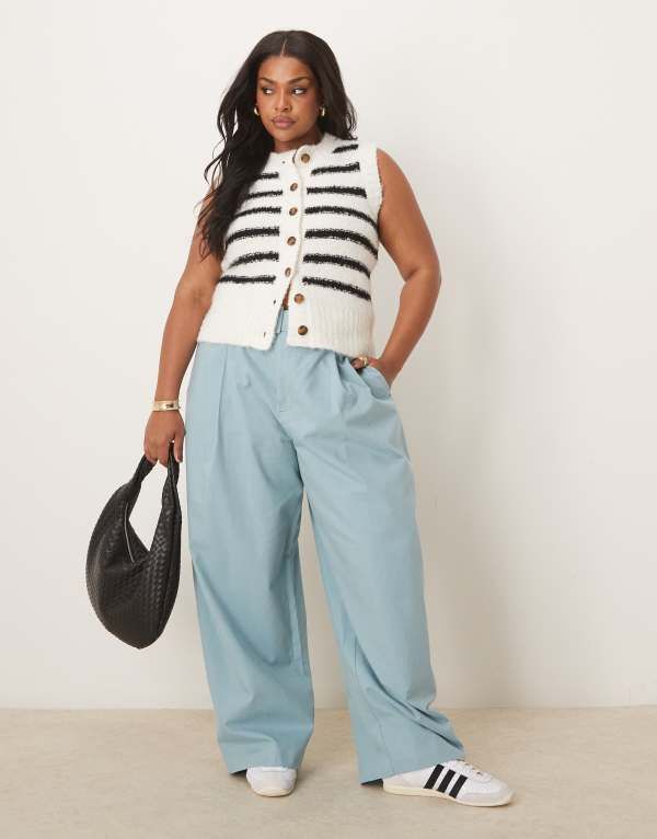 エイソス レディース ボトムス カジュアルパンツ パンツ ASOS DESIGN Curve clean balloon pants in turquoise Turquoise ターコイズ