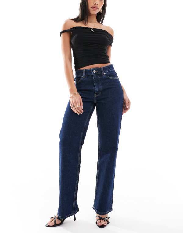 エイソス レディース ボトムス デニムパンツ ストレート ジーンズ ASOS DESIGN comfort stretch straight leg jeans in rinse Rinse