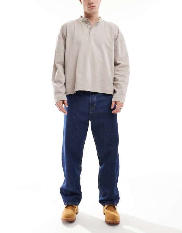 ジャック アンド ジョーンズ メンズ ボトムス デニムパンツ ジーンズ Jack Jones Alex baggy rigid jeans in mid blue wash Blue Denim デニム