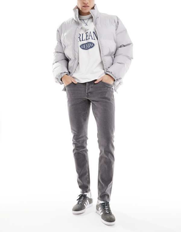 ジャック アンド ジョーンズ メンズ ボトムス デニムパンツ Jack Jones Glenn slim jean in washed Gray Denim グレー