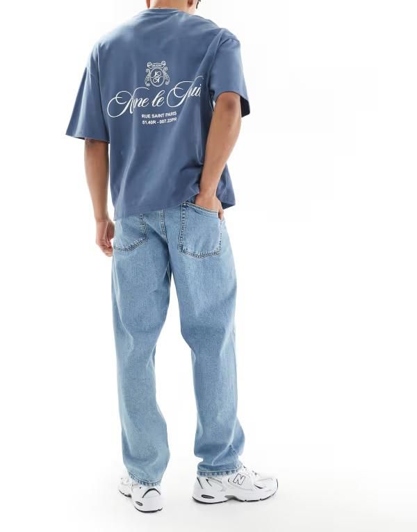 エイソス メンズ ボトムス デニムパンツ ジーンズ ASOS DESIGN baggy jeans in mid wash Mid wash blue ブルー