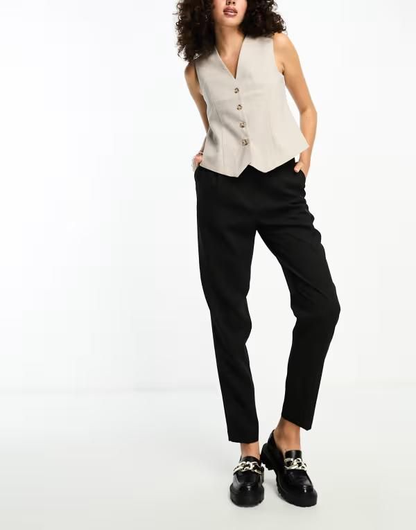 エイソス レディース ボトムス カジュアルパンツ トール ASOS DESIGN Tall tailored tapered pants Black ブラック