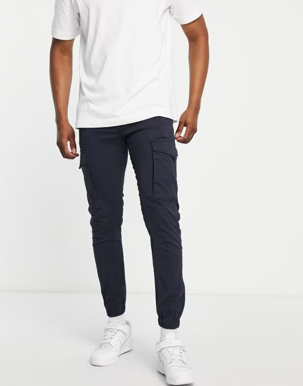 ジャック アンド ジョーンズ メンズ ボトムス カジュアルパンツ スリムフィット Jack Jones Intelligence slim fit cargos with cuff Navy blazer ネイビー