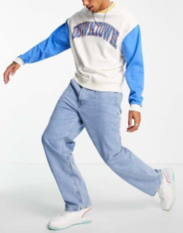 ジャック アンド ジョーンズ メンズ ボトムス デニムパンツ ジーンズ Jack Jones Intelligence Eddie baggy jeans in stonewash Blue Denim デニム
