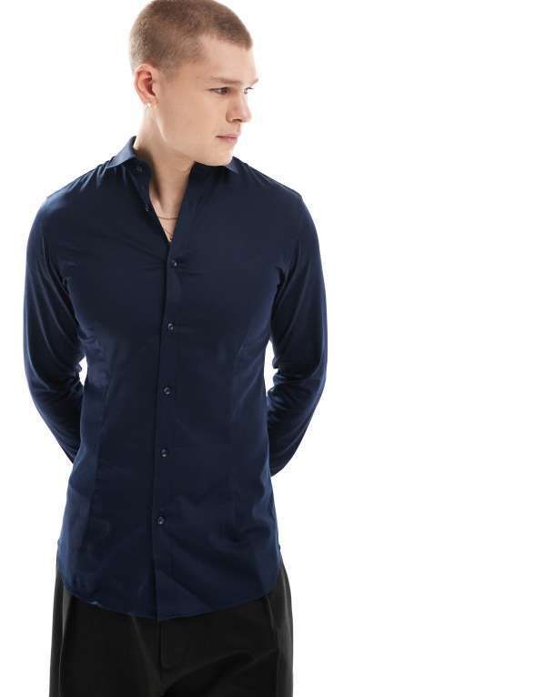 ジャック アンド ジョーンズ メンズ トップス シャツ スリムフィット Jack Jones Premium slim fit shirt Navy Blazer ネイビー
