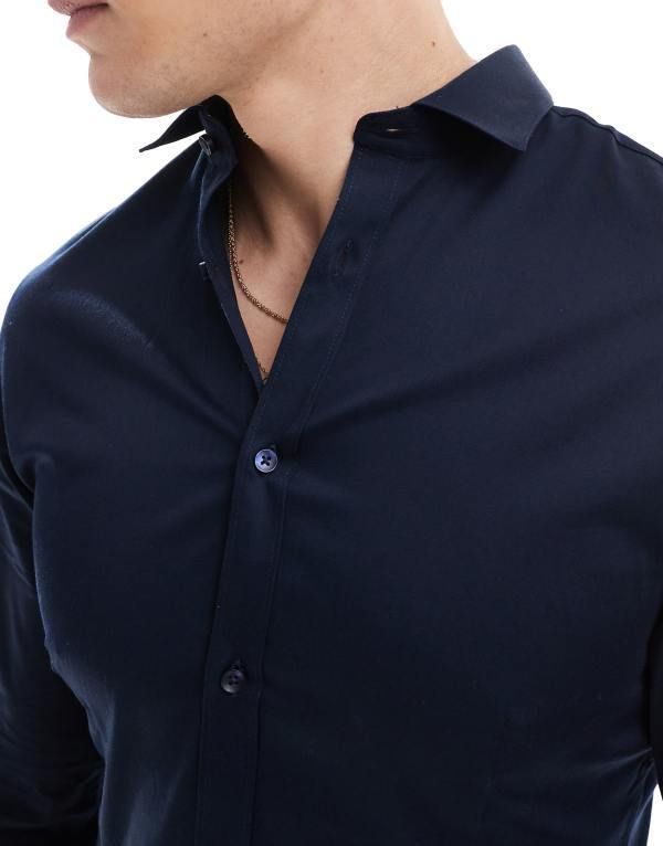 ジャック アンド ジョーンズ メンズ トップス シャツ スリムフィット Jack Jones Premium slim fit shirt Navy Blazer ネイビー