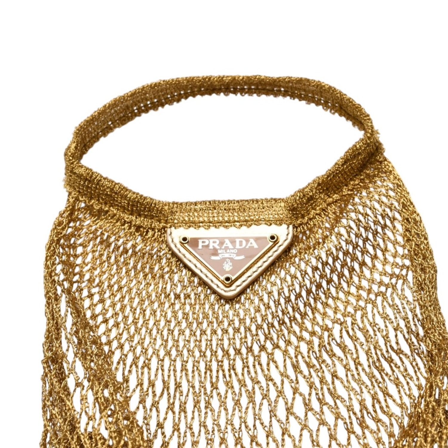 極美品 PRADA プラダ メッシュハンドバッグ B2064 トライアングルロゴ