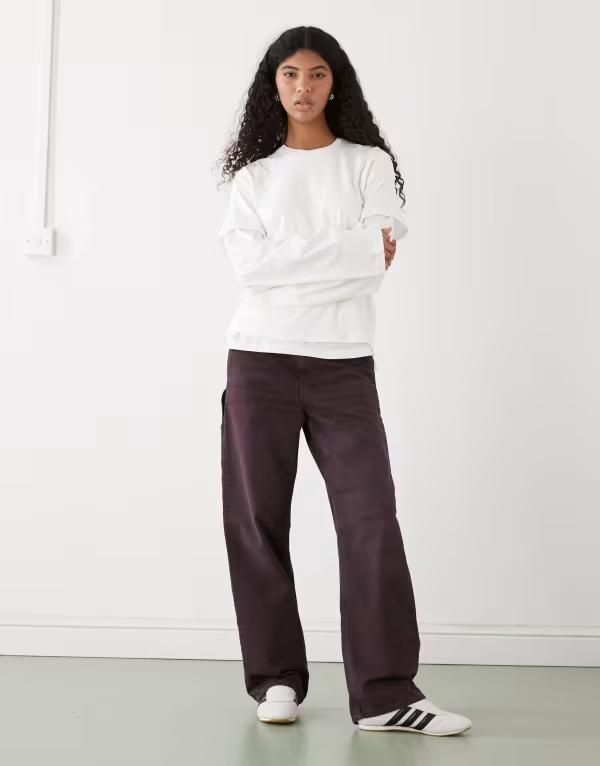 ウィークデイ レディース トップス Tシャツ Weekday double layer long sleeve top in offwhite Off white オフホワイト