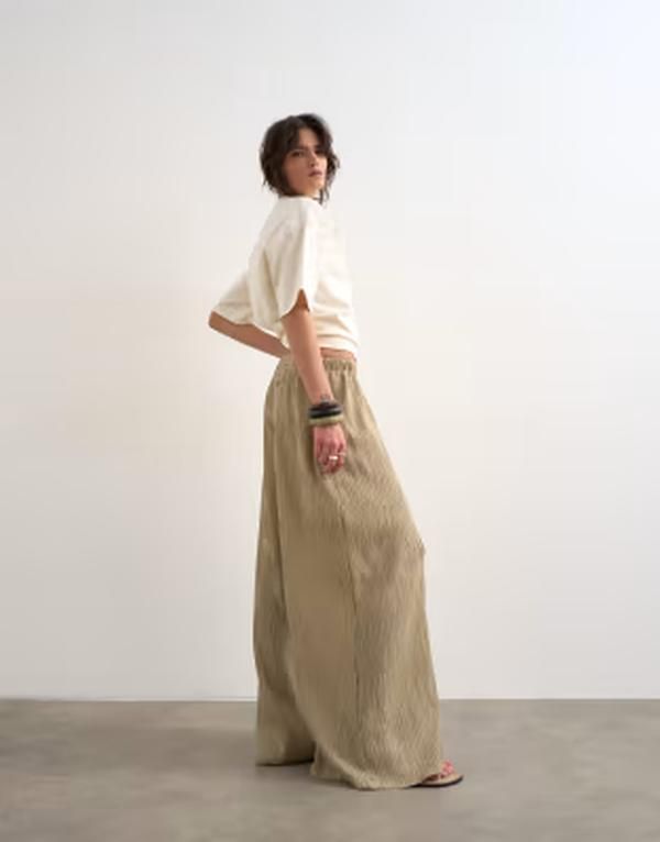 トップショップ レディース ボトムス カジュアルパンツ ワイドレッグ Topshopliss wide leg pants BEIGE ベージュ