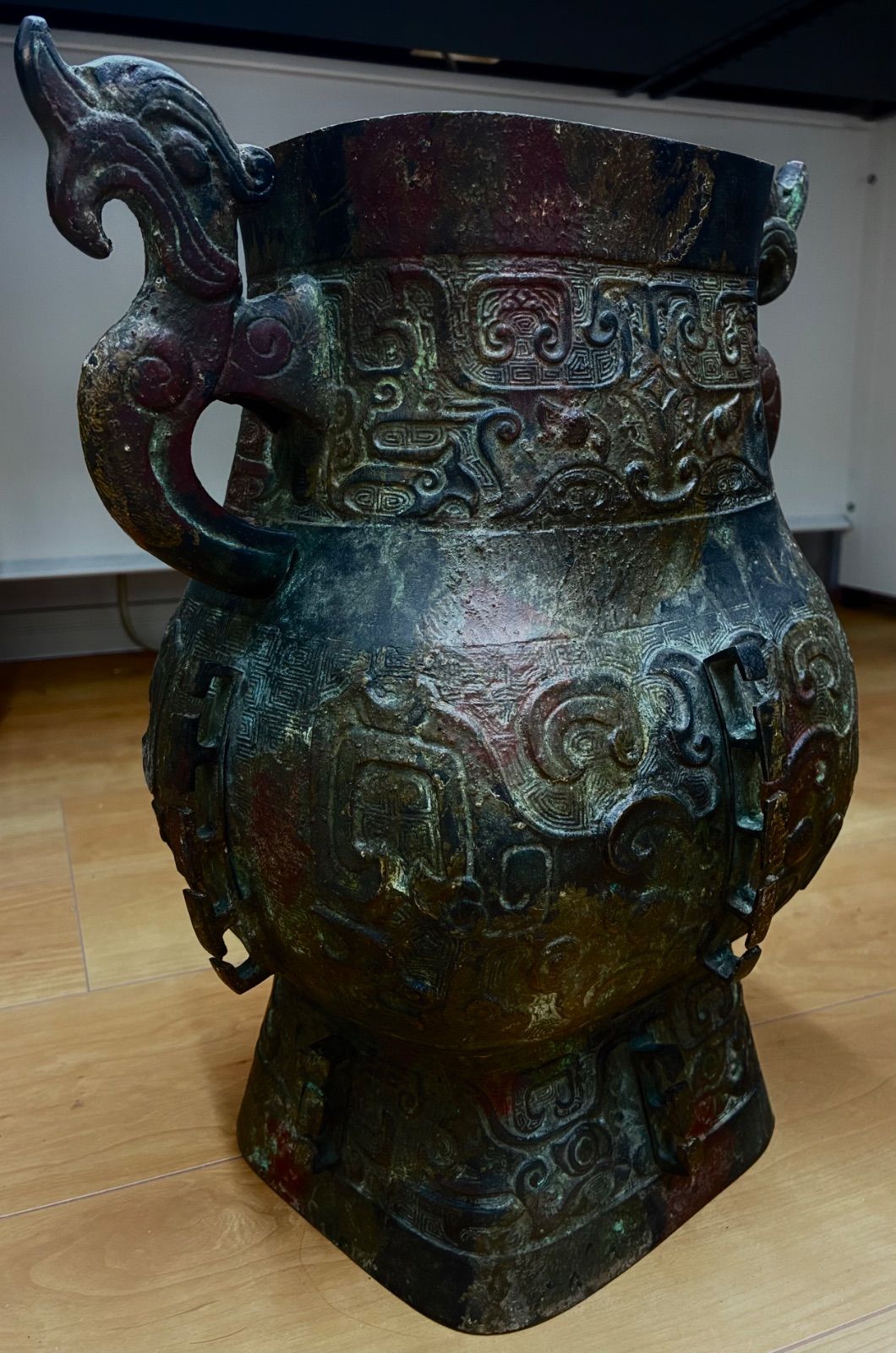中国古玩 唐物 青銅器 方壺 双耳 饕餮紋 置物 骨董 安心通販