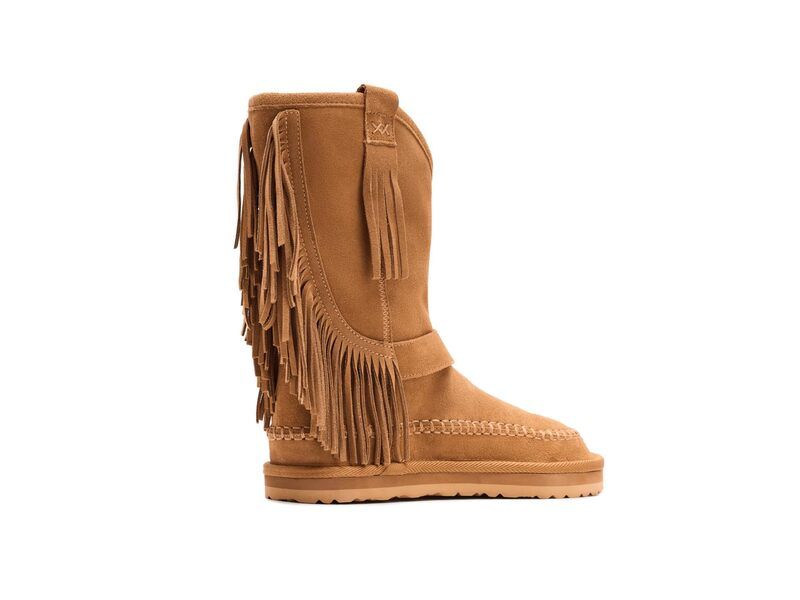 フリーピープル レディース シューズ ブーツ・レインブーツ フリンジ Free People Faye Fringe PullOn Boots Toffee Suede