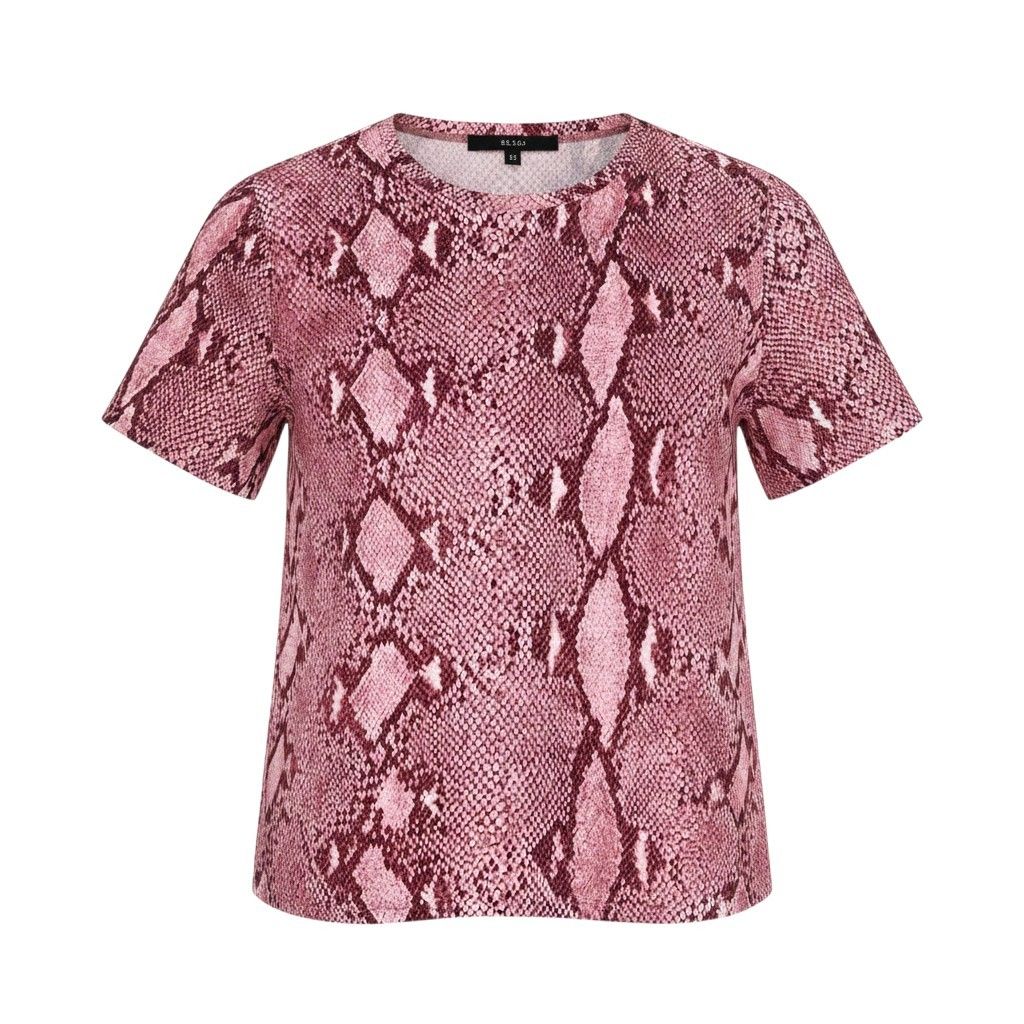 Ae27 GUCCI グッチ パイソン柄 半袖Tシャツ クルーネックカットソー サイズM ピンク系 コットン100％ レディース 女性服k02i
