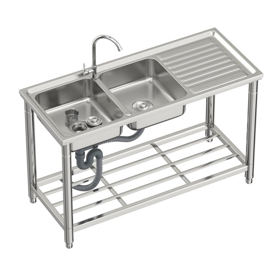 【新品・未使用】 流し台 シンク ステンレス製 蛇口水栓付き 屋外 簡易式 キッチン用流し台 ガーデンシンク 屋外BBQ アウトドアに適用 簡単組立 工場 農園 RC-CW1200