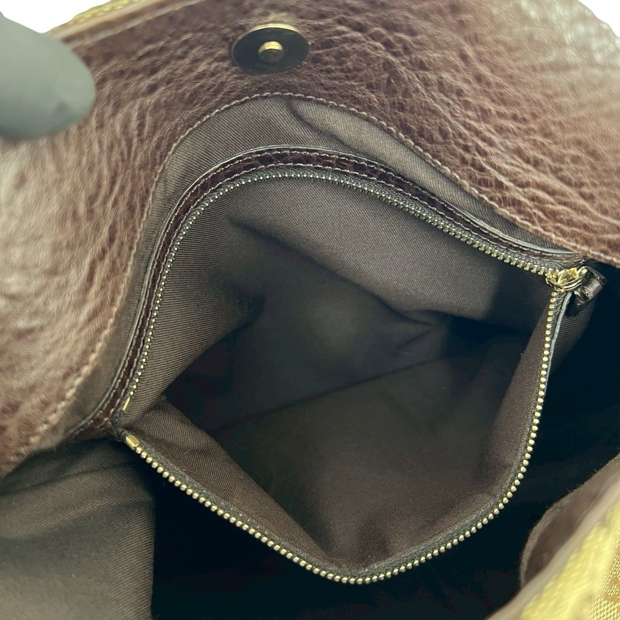 極 美品 袋付き GUCCI グッチ ロゴ 金具 GG 柄 キャンバス レザー 本革 