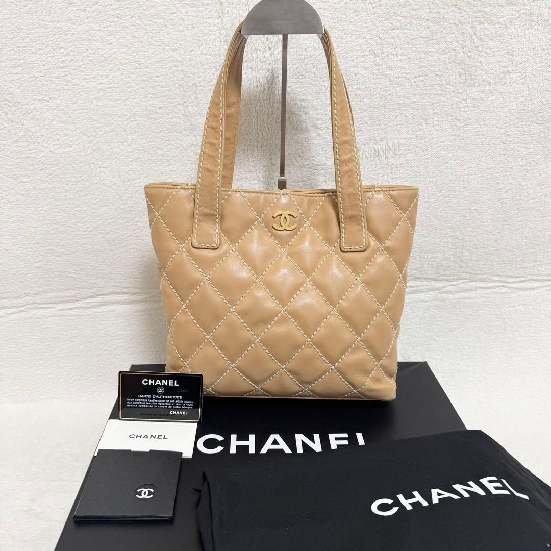 CHANEL シャネル ワイルドステッチ トートバッグ ココマーク ベージュ