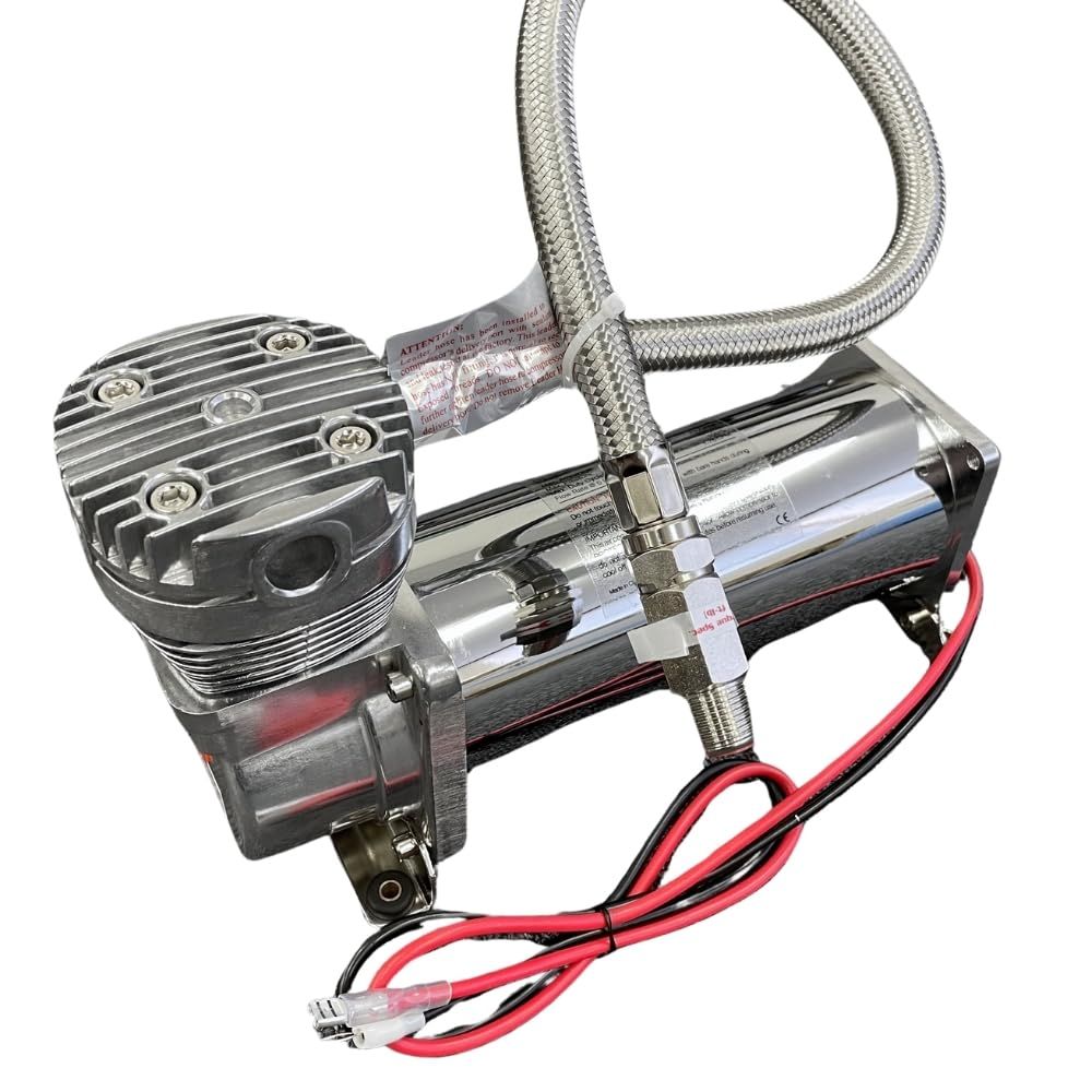 480タイプ エアサス コンプレッサー 200Psi 3/8NPT 社外 エアサスキット KIT ローダウン 車高調 ダウンサス (シルバー)kk