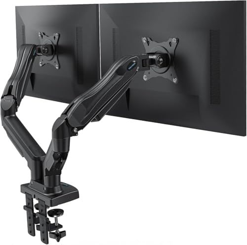 HUANUO (ファーノー) PCモニターアーム デュアル 液晶ディスプレイアーム 2画面 13?32インチ対応 耐荷重2?9kg ガススプリング式 グロメット式＆クランプ式 VESA100*100 多角度調節 ケーブル収納 HNDS6kk