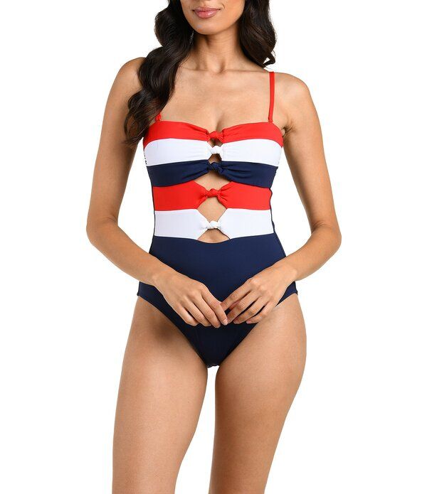 ラブランカ レディース トップス ワンピース La Blancamericana Knotted Front Opening Bandeau One Piece Swimsuit Multi マルチカラー