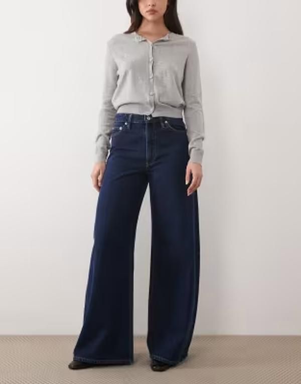 マンゴ レディース ボトムス デニムパンツ コットン ジーンズ Mango Iris 100 cotton baggy jeans in dark blue ブルー