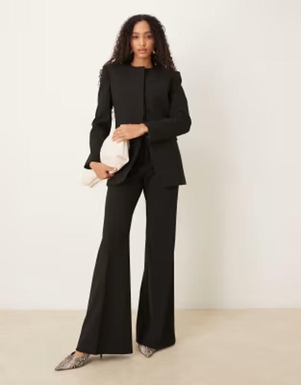 マンゴ レディース ボトムス カジュアルパンツ キャップ Mango Capsule tailored pleat front kick flare pants part of a set Black ブラック