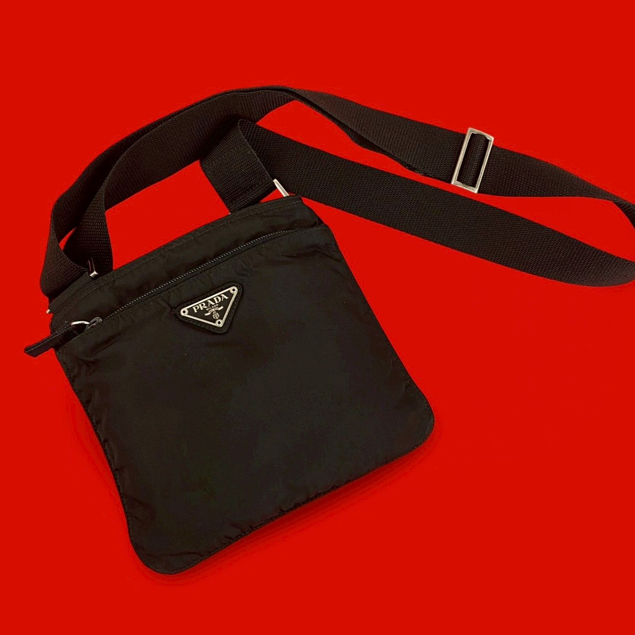 極 美品 PRADA プラダ 三角ロゴ プレート 金具 テスート ナイロン ミニ