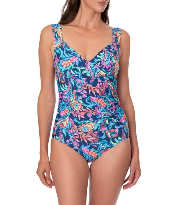 ジャントゼン レディース トップス ワンピース Vネック Jantzen Artissan VNeck Tummy Control Surplice One Piece Swimsuit Pantheon Blue ブルー