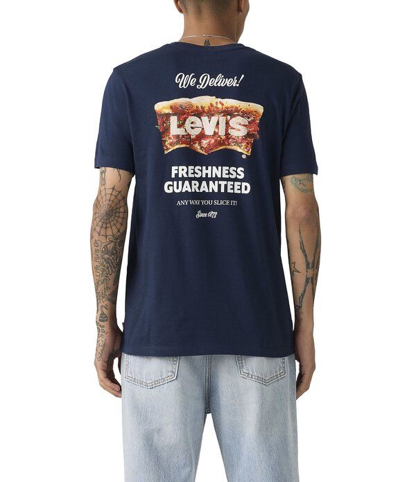 リーバイス メンズ トップス シャツ グラフィック LevisR Pizza Batwingraphic Short Sleeve TShirt Blue ブルー