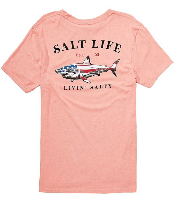 ソルトライフ メンズ トップス シャツ Salt Life Jaws Of Steel Americana Short Sleeve TShirt Pink Clay ピンク