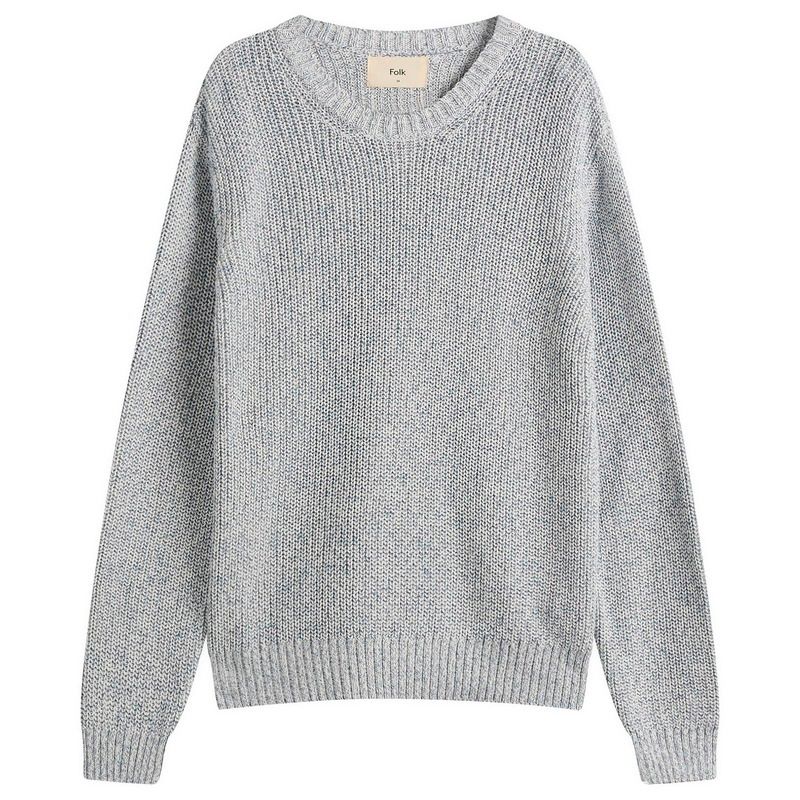 フォーク メンズ アウター ニット・セーター Folk Chain Crew Jumper Melange Light Blue ブルー