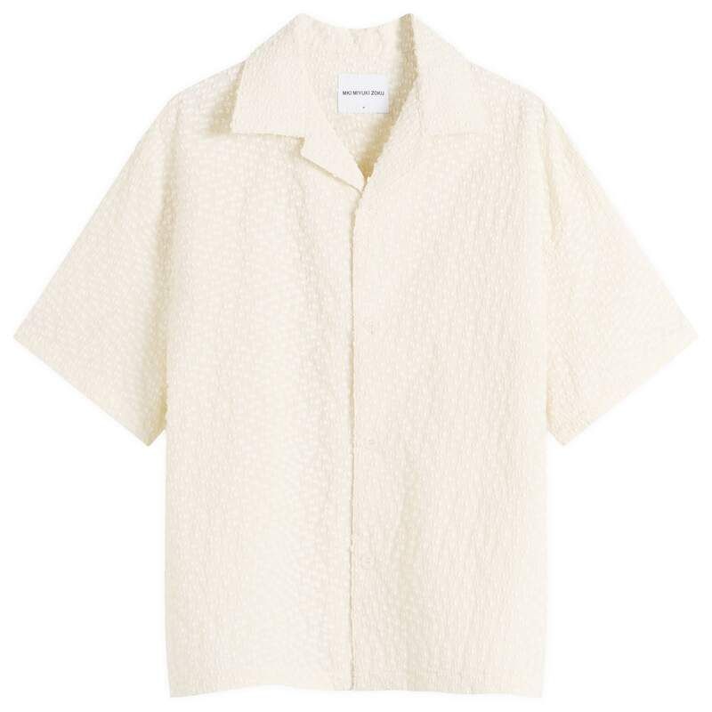 エムケーアイ メンズ トップス シャツ MKI Ribbon Jacquard Vacation Shirt Ecru エクリュ
