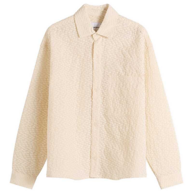 エムケーアイ メンズ トップス シャツ MKI Ribbon Jacquard Box Dresshirt Ecru エクリュ