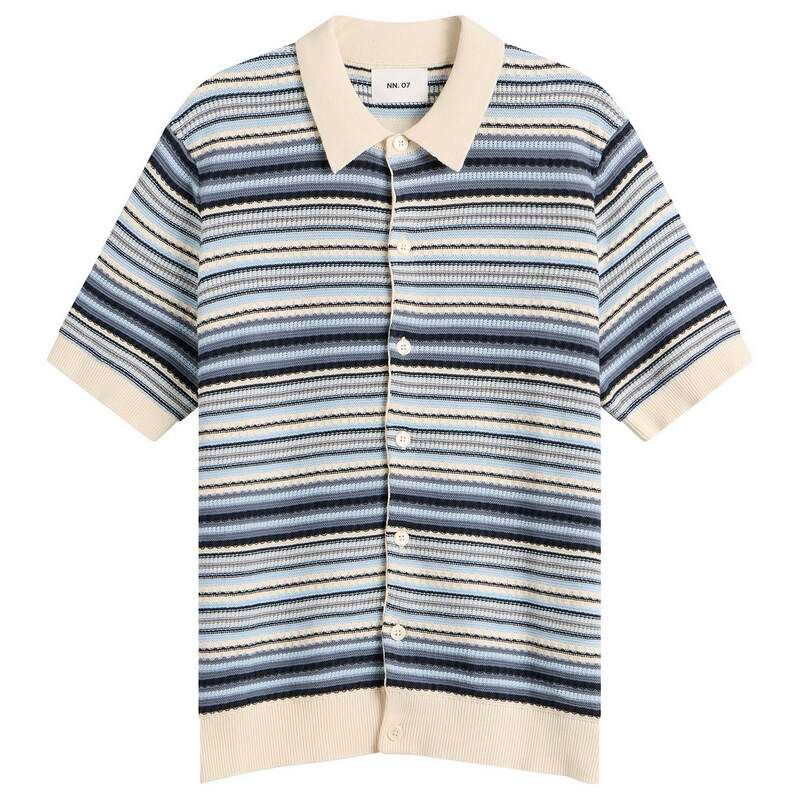 NN07 メンズ アウター カーディガン ポロシャツ NN07 Nolan Stripe Polo Cardiganavy Multi ネイビー