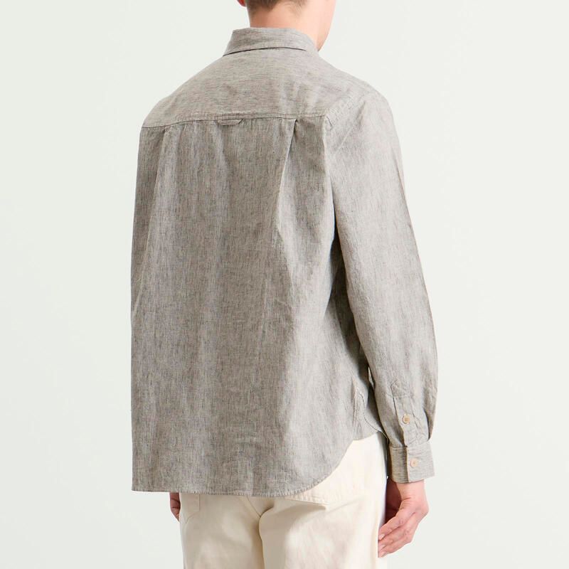 フォーク メンズ トップス シャツ Folk Easy Fit Shirt Black Linen Stripe ブラック