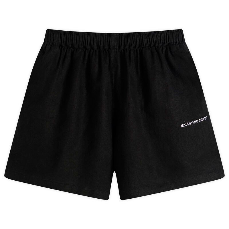 エムケーアイ メンズ ボトムス ハーフパンツ・ショーツ ワイドレッグ ショートパンツ リネン MKI Linen Wide Leg Shorts Black ブラック