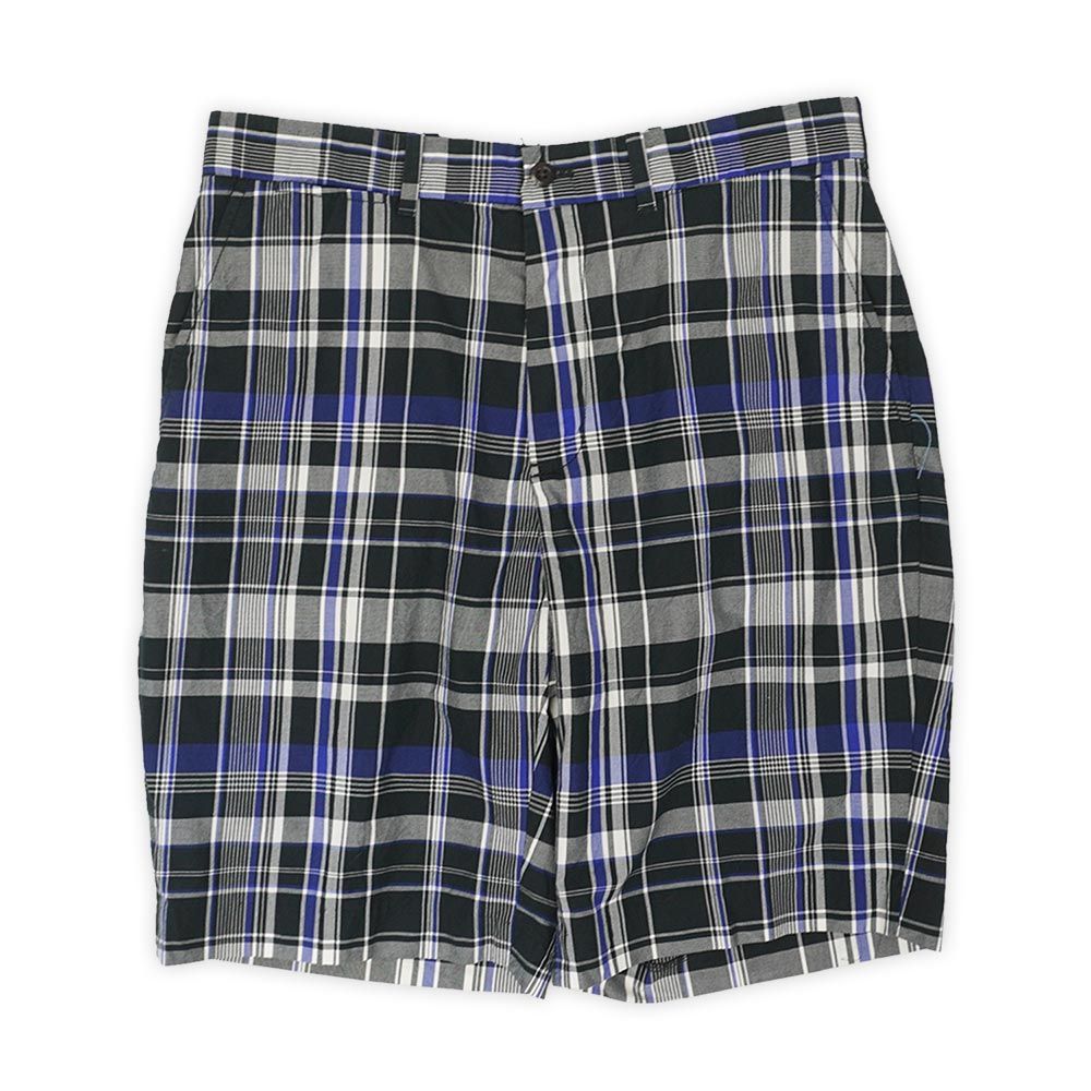 ポロラルフローレン POLO RALPH LAUREN 未使用 デッドストック 00s 2000年代 ノータックショーツ USA GOLF ゴルフ ヴィンテージ 古着 ショートパンツ ブラック×ブルー チェック柄 W30【中古】
