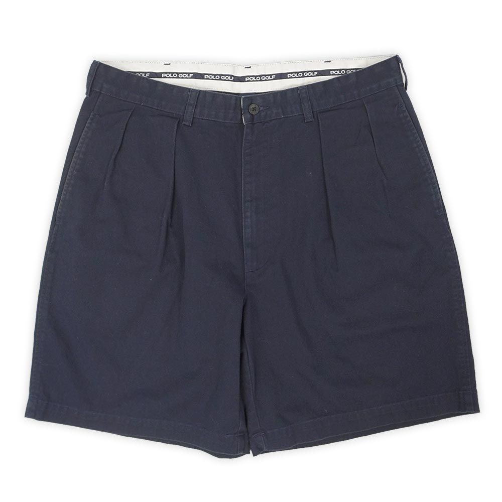 ポロラルフローレン POLO RALPH LAUREN 90s 90年代 2タック チノショーツ CLASSIC GOLF SHORT 定番 ゴルフ USA ヴィンテージ 古着 ショートパンツ ネイビー / 紺 W35【中古】