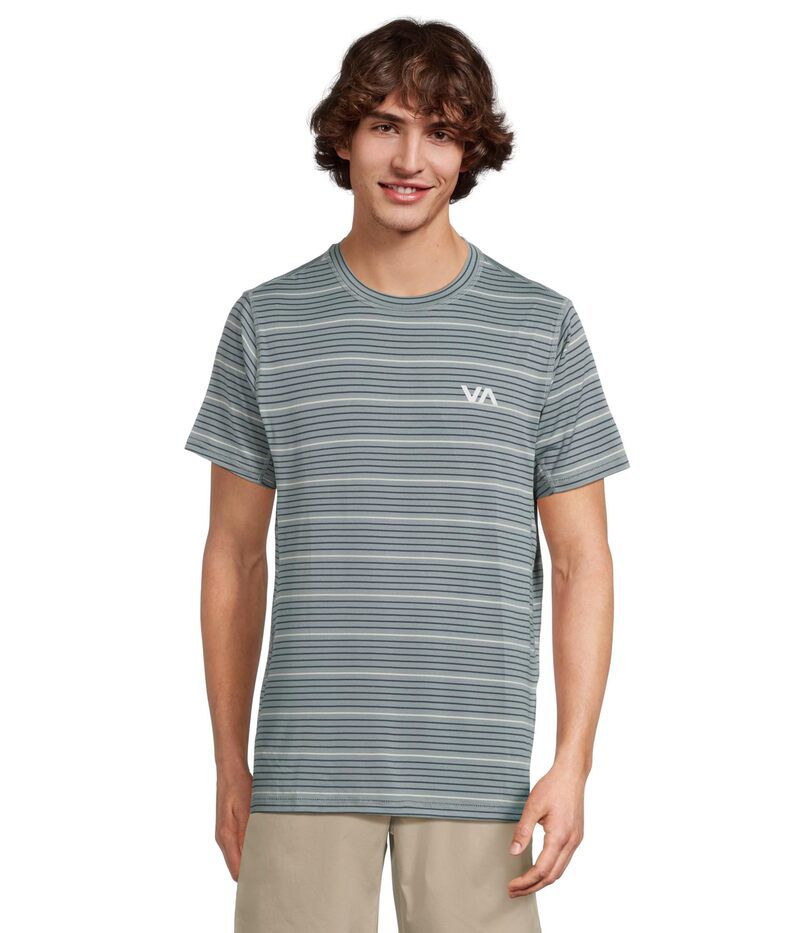 ルーカ メンズ トップス シャツ RVCA Sport Vent Stripe Short Sleeve Tee Dark Denim デニム