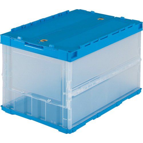 【数量限定】3個【ケース販売】 530X365X65mm 収納ボックス ロックフタ付 収納ケース 50L 薄型折りたたみコンテナ 半透明 トラスコ中山(TRUSCO) TR-C50B-HTM