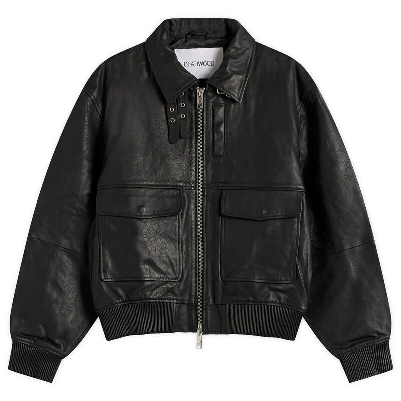 デッドウッド メンズ アウター ジャケット・ブルゾン レザー Deadwood Wingman Leather Bomber Black ブラック
