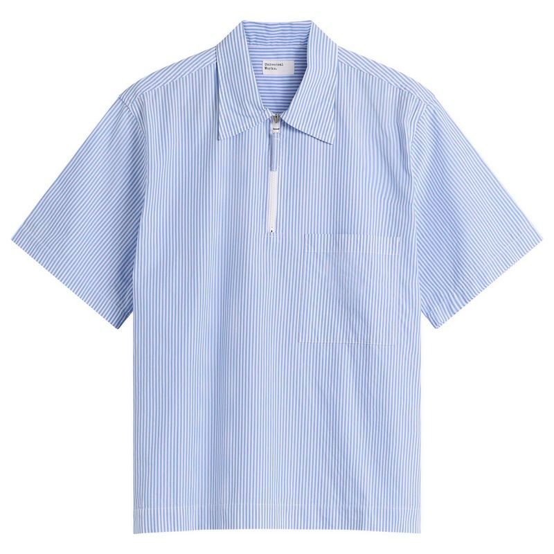 ユニバーサルワークス メンズ トップス シャツ Universal Works Nipon Stripewan Shirt Sky White ホワイト