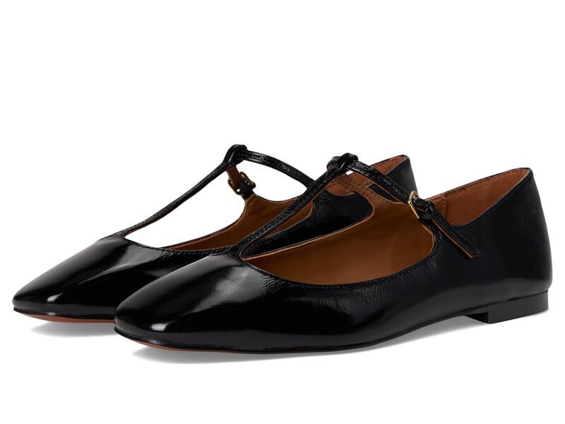 メイドウェル レディース シューズ サンダル レザー Madewell The Mylie TStrap Flat in Leather True Black ブラック