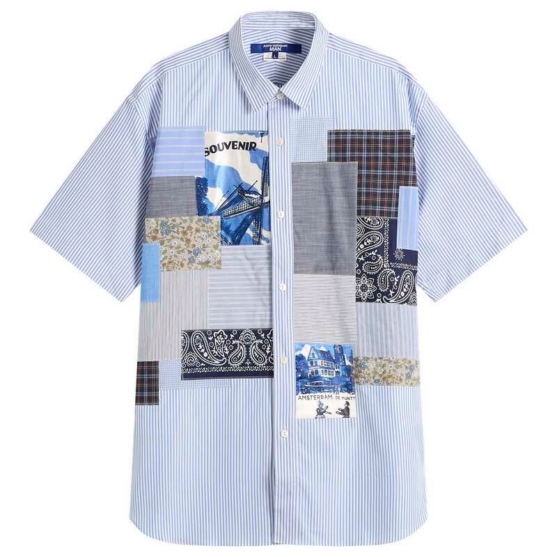 ジュンヤ ワタナベ メンズ トップス シャツ パッチワーク Junya Watanabe MAN Patchwork Mix Short Sleeve Shirt WhiteSax Mix ホワイト