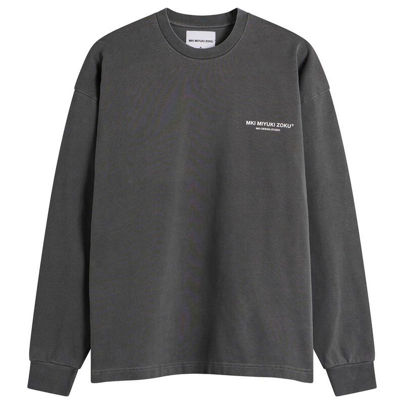 エムケーアイ メンズ トップス Tシャツ MKI Design Studio Long Sleeve TShirt Pigment Black ブラック