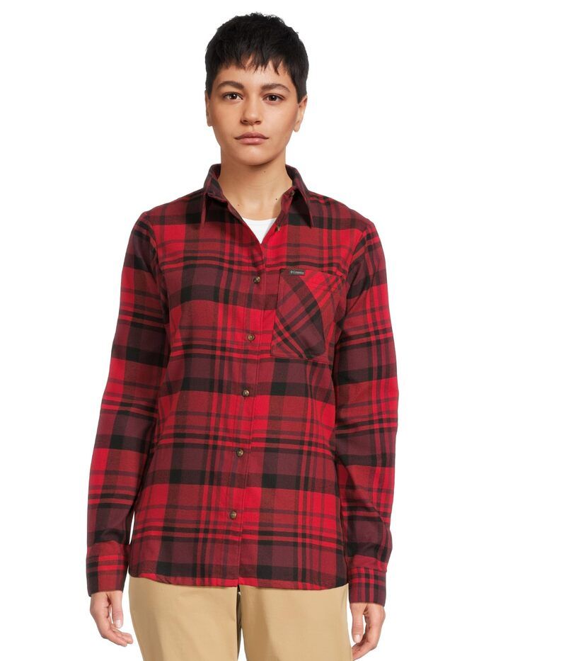 コロンビア レディース トップス シャツ Columbia Calico Basin Flannelong Sleeve Shirt Mountain Red Multiplaid レッド