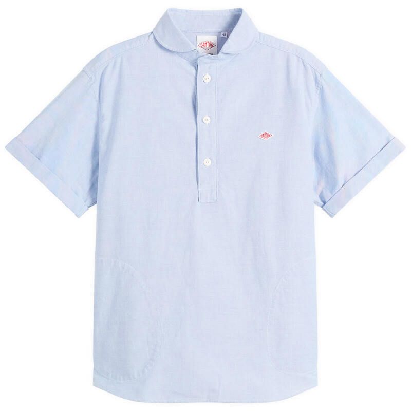 ダントン メンズ トップス シャツ Danton Round Collar Pull Over Shirt Blue ブルー