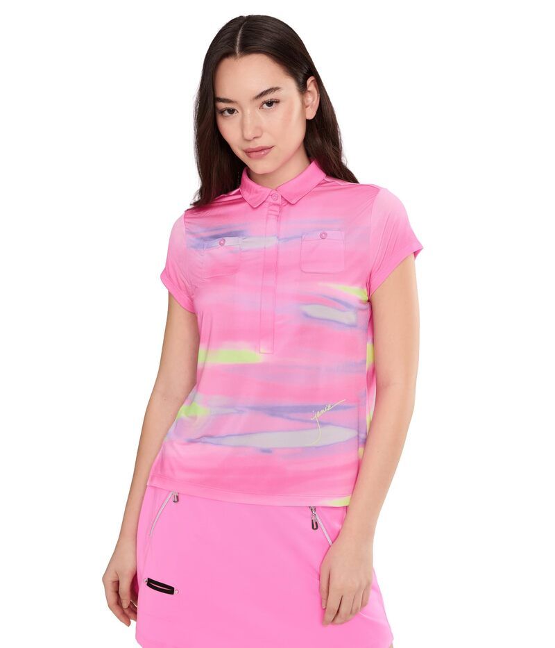 ジャイミーサドック レディース トップス シャツ Vネック キャップ Jamie Sadock Painted Sunset Crossover VNeck Cap Sleeve Pink ピンク