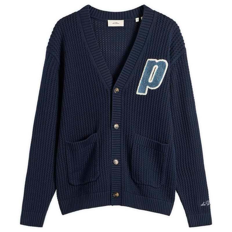 レ ドゥ メンズ アウター カーディガン レース ニット Les Deux Prince Lace Knitted Cardigan Dark Navy ネイビー