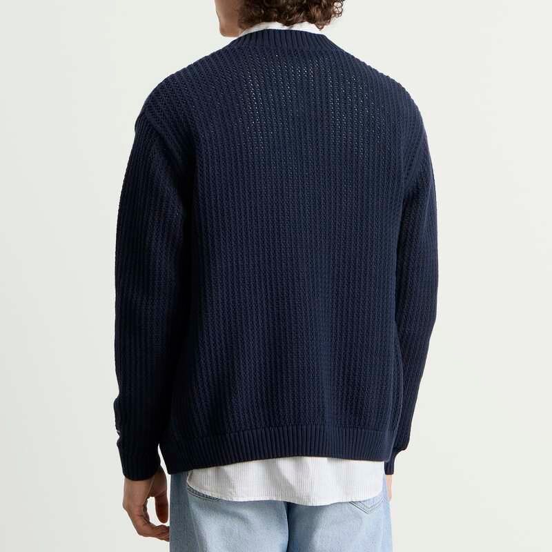 レ ドゥ メンズ アウター カーディガン レース ニット Les Deux Prince Lace Knitted Cardigan Dark Navy ネイビー
