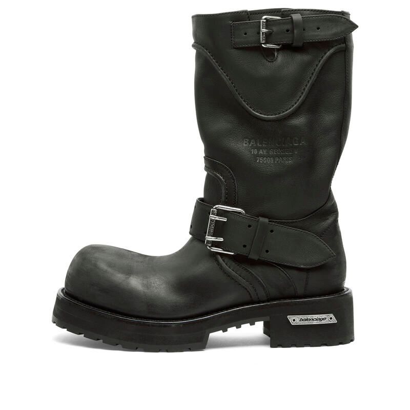 バレンシアガ メンズ シューズ ブーツ・レインブーツ レザー Balenciaga Venom Leather Boots Black Silver ブラック