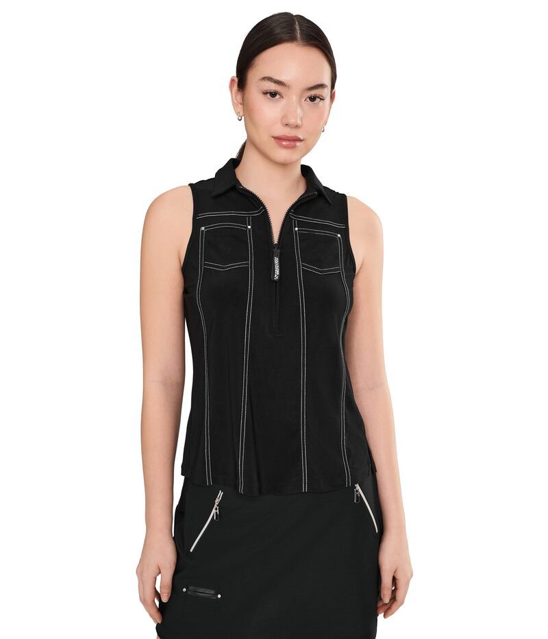 ジャイミーサドック レディース トップス シャツ ノースリーブ Jamie Sadock Solid Color Sleeveless Top Black ブラック